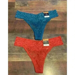 2-Pack INC International Concepts Womens Thong Red‎ and Blue Tile Size S